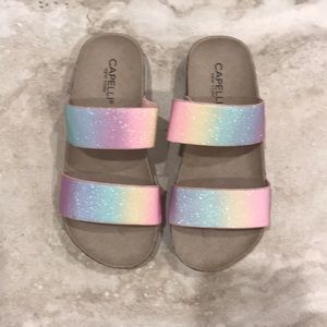 NWOB girls rainbow 🌈 sparkling ✨ colored sandals